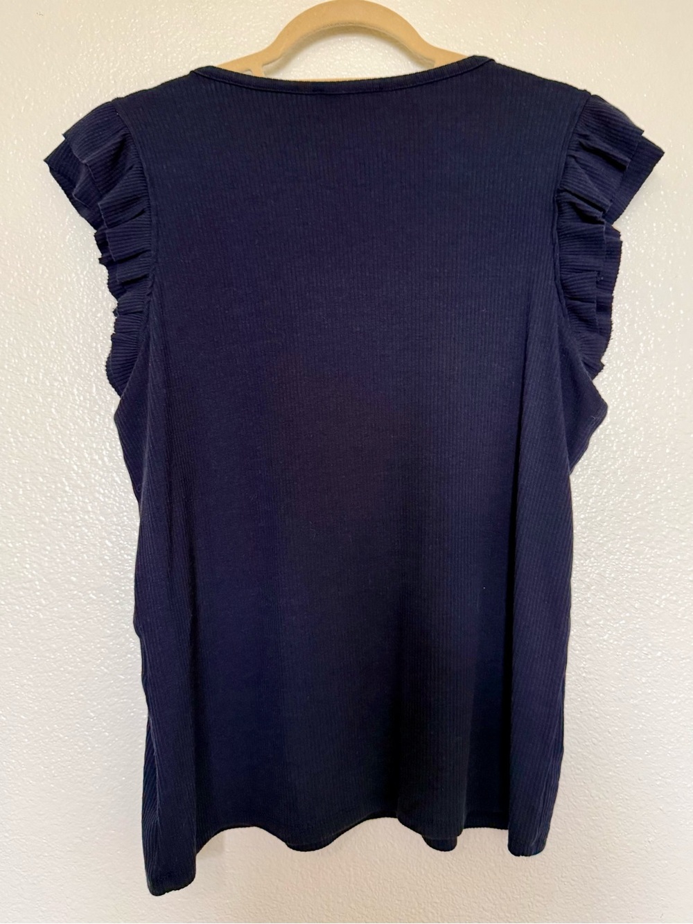 Philosophy Navy Ruffle Sleeve Ribbed Tank - Picture 2 of 4